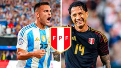 Lautaro Martínez vs. Gianluca Lapadula en la previa del Argentina vs. Perú.