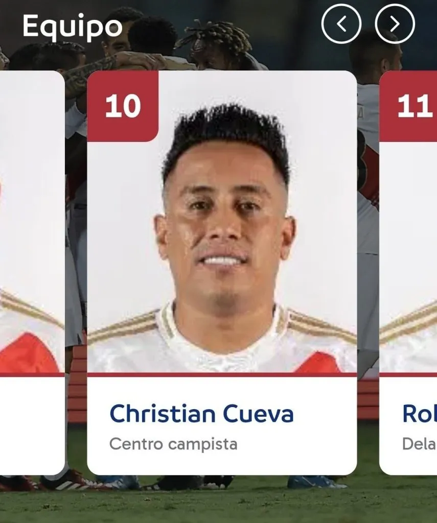 Christian Cueva en la planilla de Copa América 2024. (Foto: CONMEBOL).