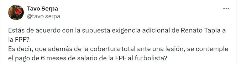 Captura de pantalla X de Tavo Serpa. (Foto: Captura de pantalla)