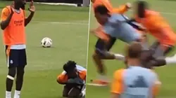 Antonio Rudiger levantó por el aire a Endrick en su segundo entrenamiento en el Real Madrid.