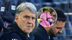 Gerardo Martino, Luis Suarez y Lionel Messi.