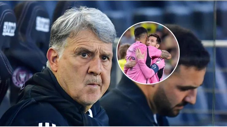 Gerardo Martino, Luis Suarez y Lionel Messi.