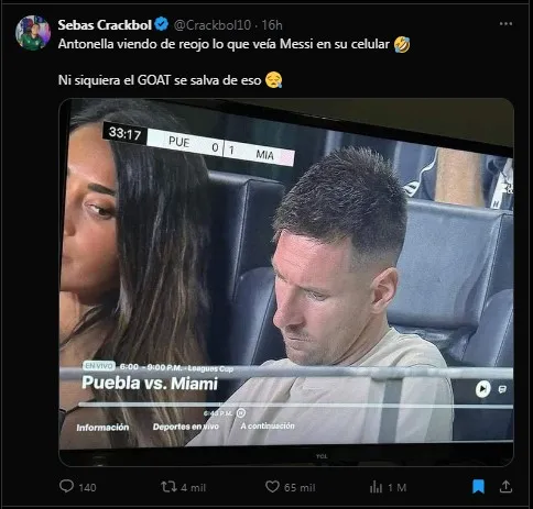 Reacción de Antonela con Messi