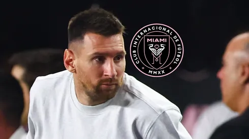 Lionel Messi y el escudo de Inter Miami.