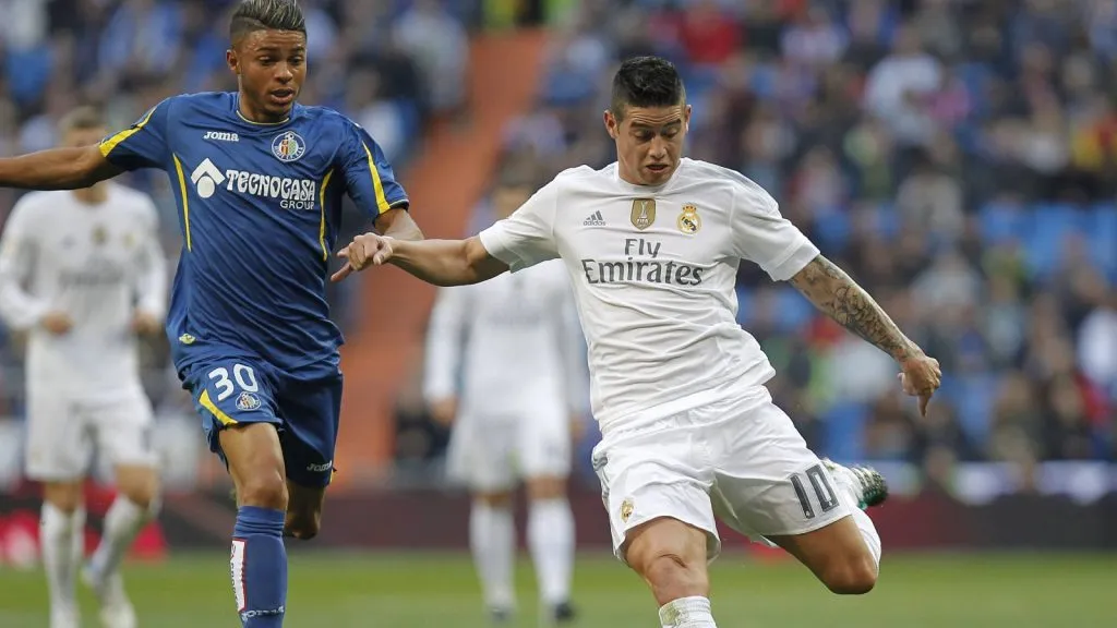 James en uno de sus encuentros con Real Madrid ante Getafe: IMAGO