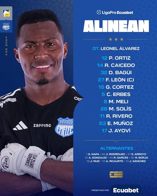 El XI de Emelec en el primer partido ganado en el año. (Foto: @CSEmelec)