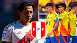 Gianluca Lapadula de Perú vs. James Rodríguez de Colombia.