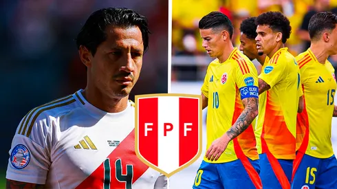 Gianluca Lapadula de Perú vs. James Rodríguez de Colombia.