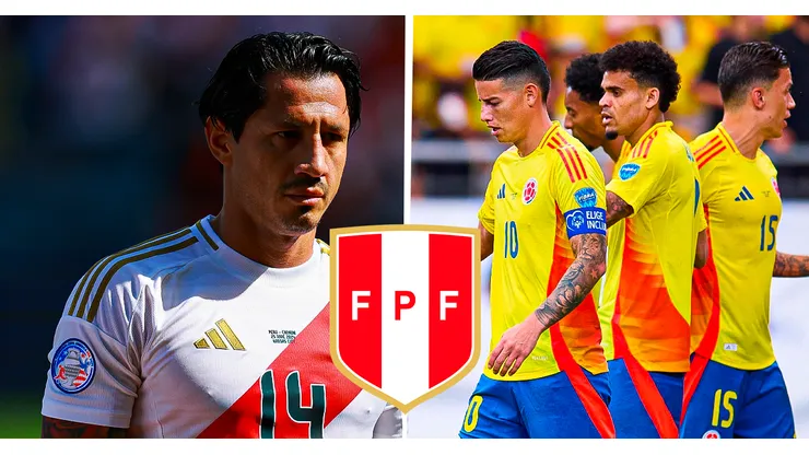 Gianluca Lapadula de Perú vs. James Rodríguez de Colombia.