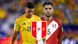 James Rodríguez, jugador de Colombia y Carlos Zambrano, futbolista de Perú.