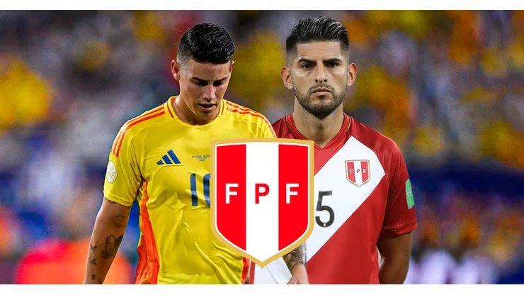 James Rodríguez, jugador de Colombia y Carlos Zambrano, futbolista de Perú.