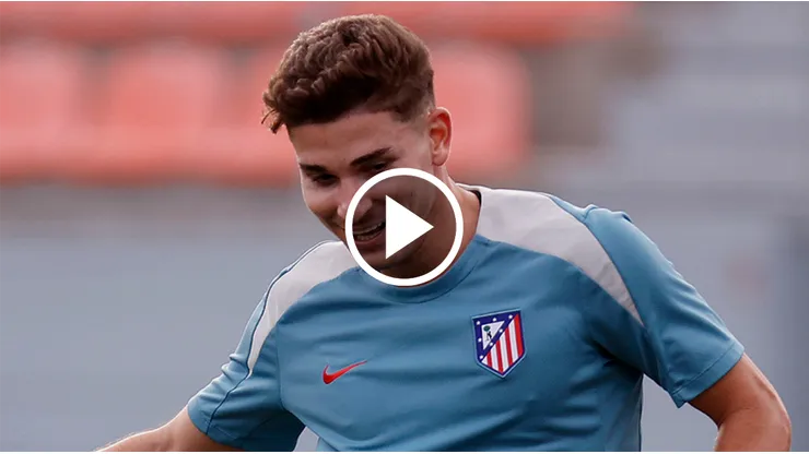 Julián Álvarez entrenando en el Atlético de Madrid.