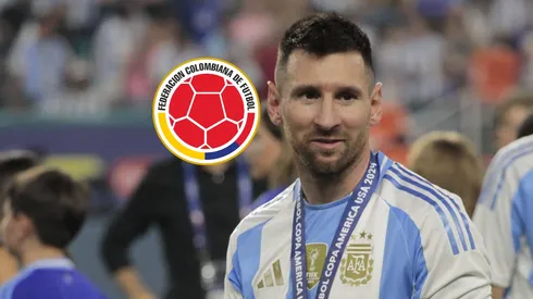 Escudo de la FCF y Lionel Messi.
