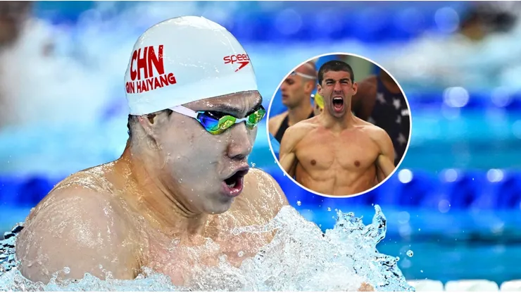 Haiyang Qin y Michael Phelps.