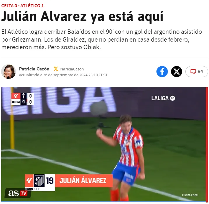 julian alvarez gol atletico madrid celta