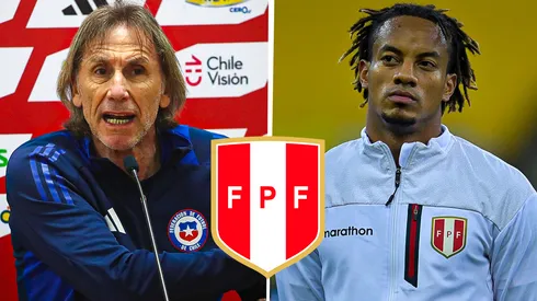 Ricardo Gareca actual entrenador de Chile y André Carrillo jugador de Perú.