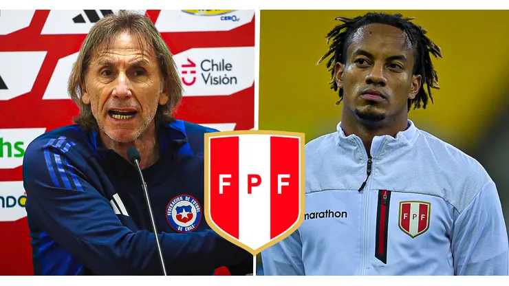 Ricardo Gareca actual entrenador de Chile y André Carrillo jugador de Perú.