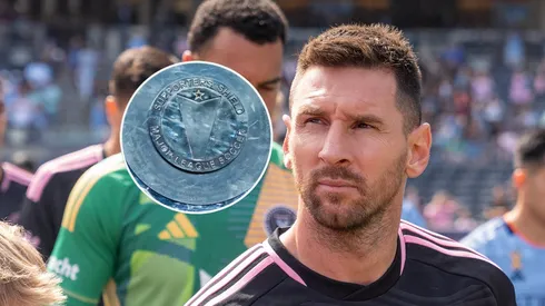 El trofeo Supporters’ Shield y Lionel Messi.