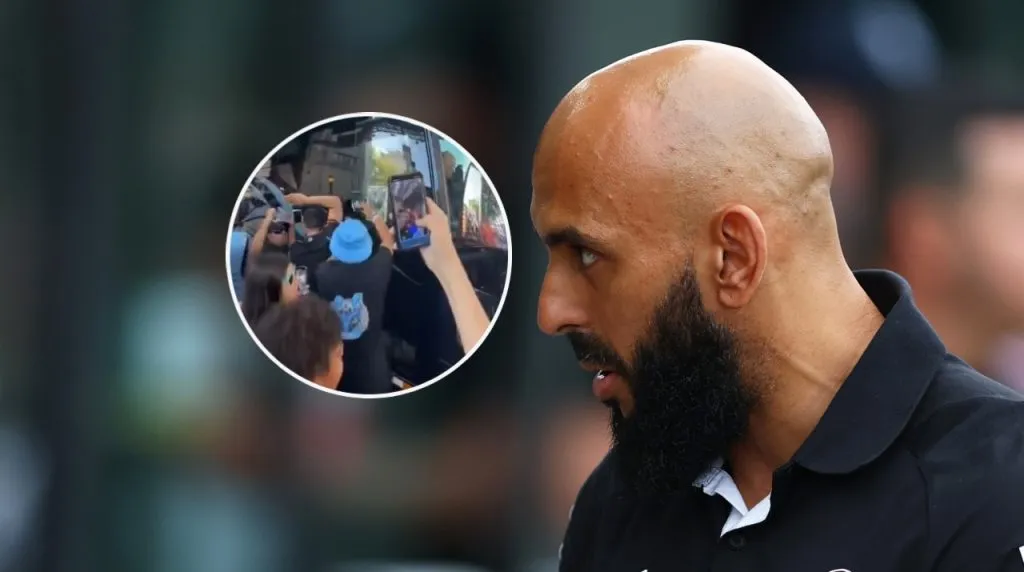 Hinchas de New York City y el guardaespaldas de Messi