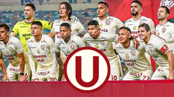 El plantel de Universitario antes de un partido en Perú.