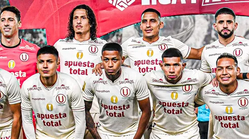 Universitario formado previo a un cotejo de la Liga 1 de Perú.