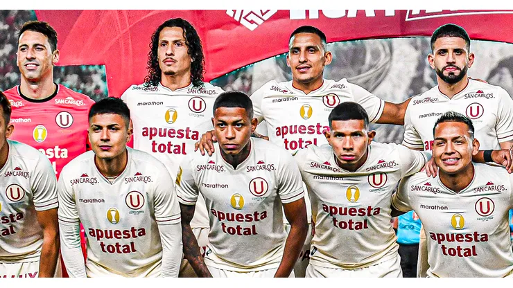 Universitario formado previo a un cotejo de la Liga 1 de Perú.