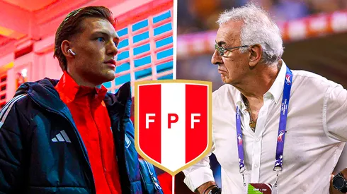 Oliver Sonne y Jorge Fossati, jugador y técnico de Perú respectivamente.