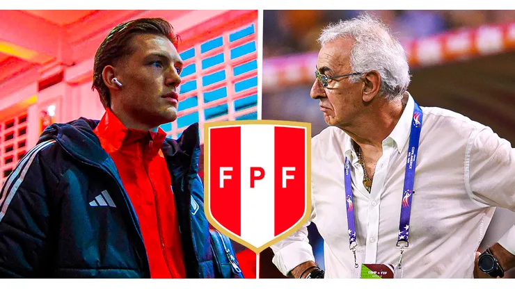 Oliver Sonne y Jorge Fossati, jugador y técnico de Perú respectivamente.