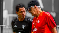 Jorge Fossati y Gianluca Lapadula, técnico y jugador de Perú.