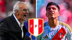 Jorge Fossati y Piero Quispe, técnico y jugador de Perú respectivamente.