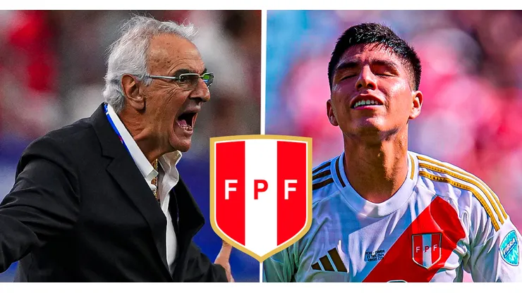 Jorge Fossati y Piero Quispe, técnico y jugador de Perú respectivamente.