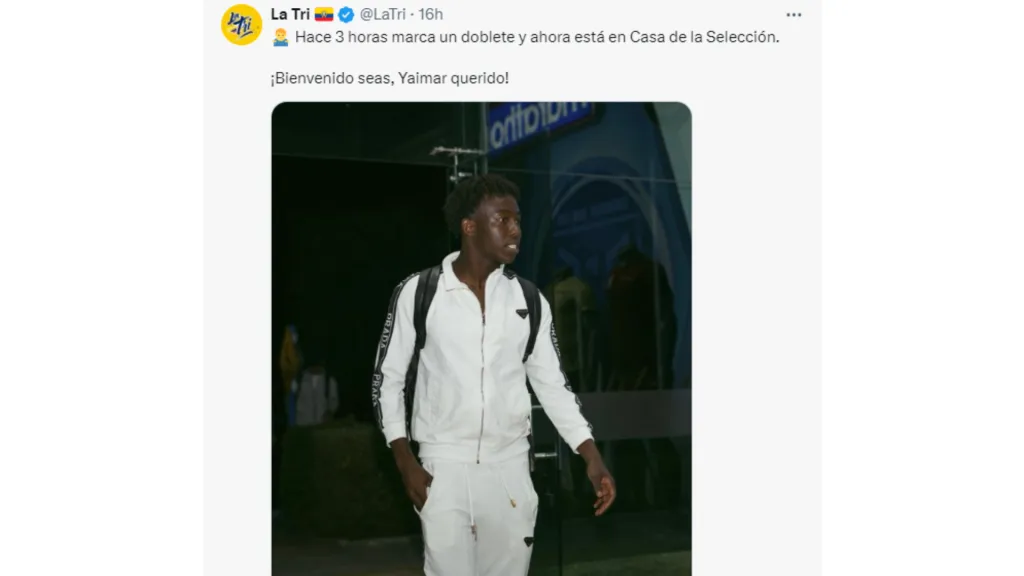 Yaimar Medina ya está en la casa de la Selección de Ecuador. (Foto: @LaTri)
