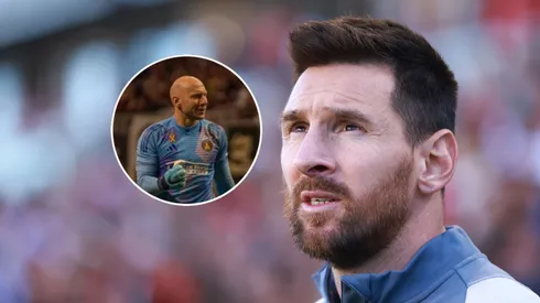 Brad Guzan y Lionel Messi.