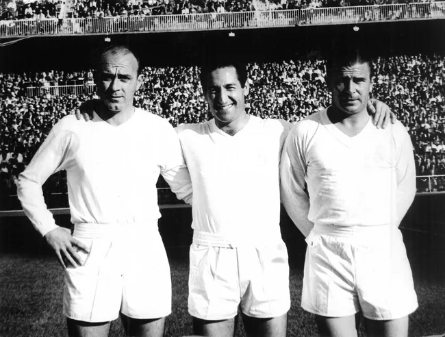 Alfredo Di Stéfano, Paco Gento y Ferenc Puskás, delantera histórica del Real Madrid.