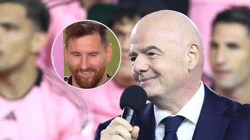 Leo Messi y Gianni Infantino.