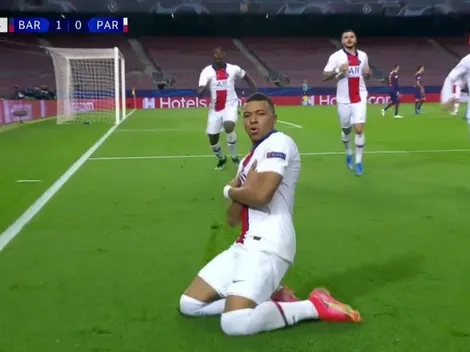 Mbappé salió entre la defensa del Barcelona y lo empató para PSG