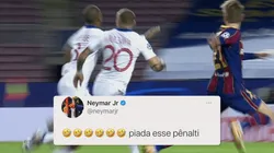 El tuit que borró Neymar sobre el penal del Barcelona contra PSG