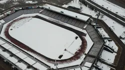 Así lució el Estadio Olímpico Benito Juárez tras fuerte nevada en Chihuahua.
