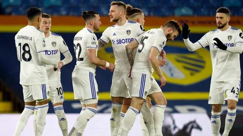 El festejo de los jugadores de Leeds United.