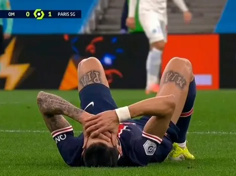 Dolor de cabeza para el PSG: Di María se tiró al piso y salió lesionado