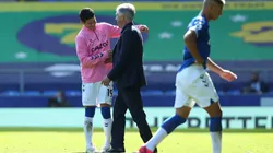 James Rodríguez y Carlo Ancelotti, juntos en el Everton.