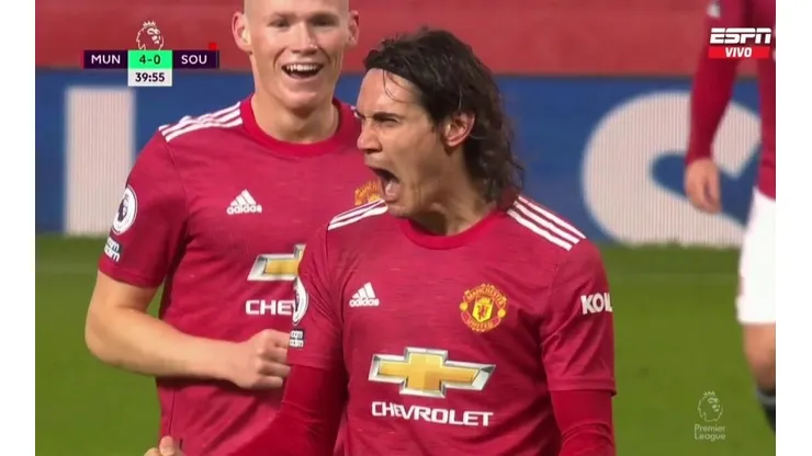 Cavani marcó su quinto gol en la Premier League: lo disfruta Manchester United