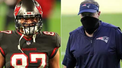 Rob Gronkowski y Bill Belichick