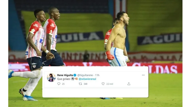 El mensaje de René Higuita en Twitter a Sebastián Viera por su golazo.
