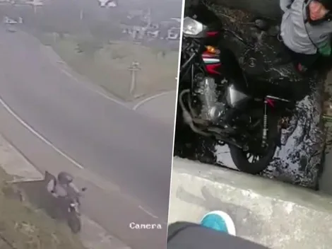 VIDEO: ¿Imprudencia del motociclista o mala señalización en la vía?