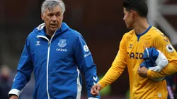 Carlo Ancelotti y James Rodríguez, juntos en el Everton de Inglaterra.
