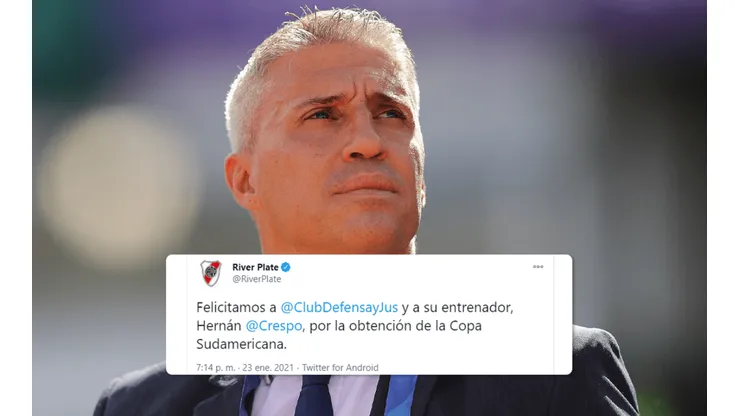 El tuit de River para Crespo tras ser campeón con Defensa y Justicia