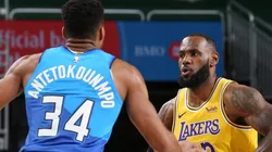 LeBron James y Giannis Antetokounmpo (Foto: @NBALatam)