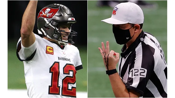 Tom Brady y un árbitro de la NFL