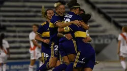 El festejo de las jugadoras de Boca contra River.